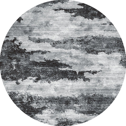 Skorter | Cozy abstract print rug multicolored polypropylene area rug non-slip backing easy care indoor rug for living room