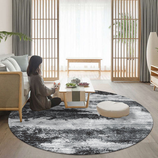 Skorter | Cozy abstract print rug multicolored polypropylene area rug non-slip backing easy care indoor rug for living room