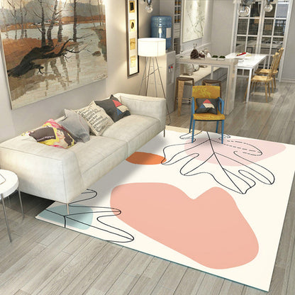 Skorter | Casual Living Room Rug Multicolored Color Blocked Rug Polypropylene Non-Slip Easy to Care Indoor Rug