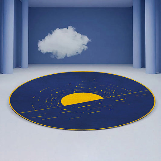 Skorter | Blue Western Rug Polypropylene Color Block Indoor Carpet Non-Slip Back Stain Resistant Washable Rug for Living Room