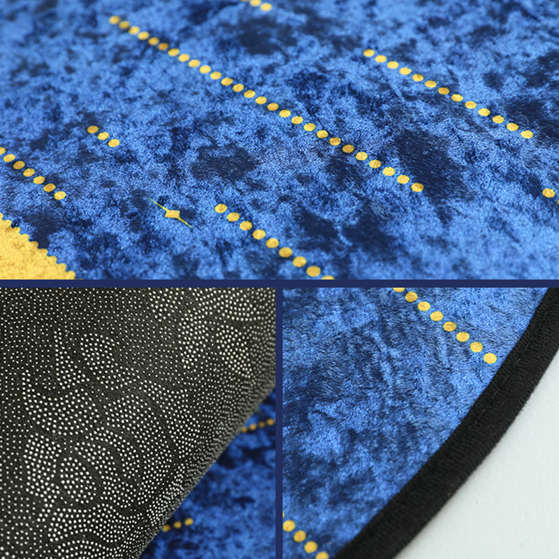 Skorter | Blue Western Rug Polypropylene Color Block Indoor Carpet Non-Slip Back Stain Resistant Washable Rug for Living Room