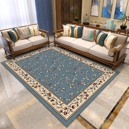 Skorter | Asian Living Room Carpet Multicolor Floral Printed Carpet Indoor Polypropylene Pet-Friendly Easy Care Area Rug