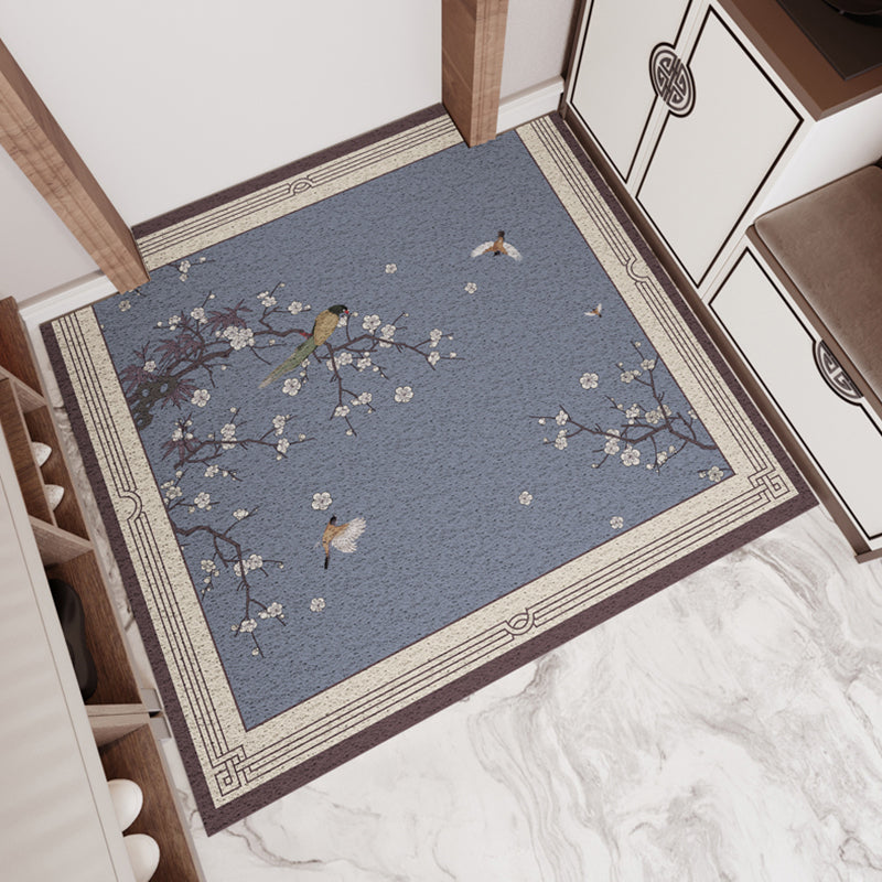 Skorter | Chinese Floral Pattern Carpet Multicolored PVC Mat With Non-Slip Back Stain-Resistant Mat for the Room