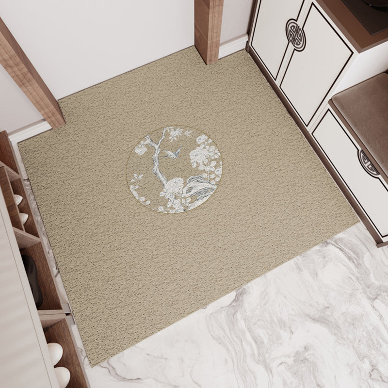 Skorter | Chinese Floral Pattern Carpet Multicolored PVC Mat With Non-Slip Back Stain-Resistant Mat for the Room