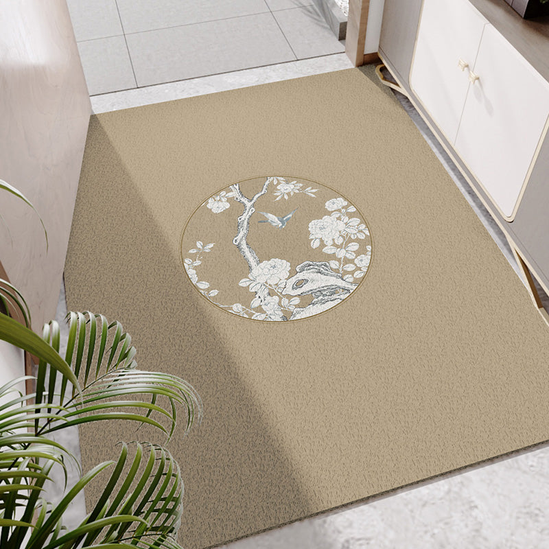 Skorter | Chinese Floral Pattern Carpet Multicolored PVC Mat With Non-Slip Back Stain-Resistant Mat for the Room
