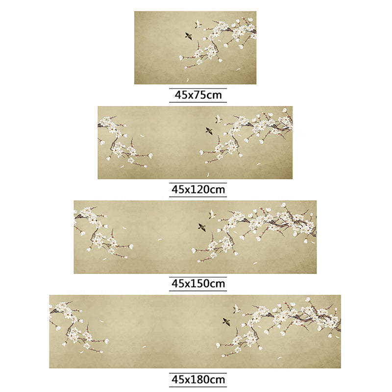 Skorter | Chinoiserie Floral Printed Rug Multicolor PVC Area Rug Non-Slip Back Pet-Friendly Indoor Rug for Bedroom