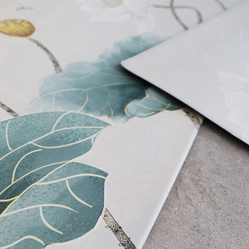 Skorter | Chinoiserie Floral Printed Rug Multicolor PVC Area Rug Non-Slip Back Pet-Friendly Indoor Rug for Bedroom