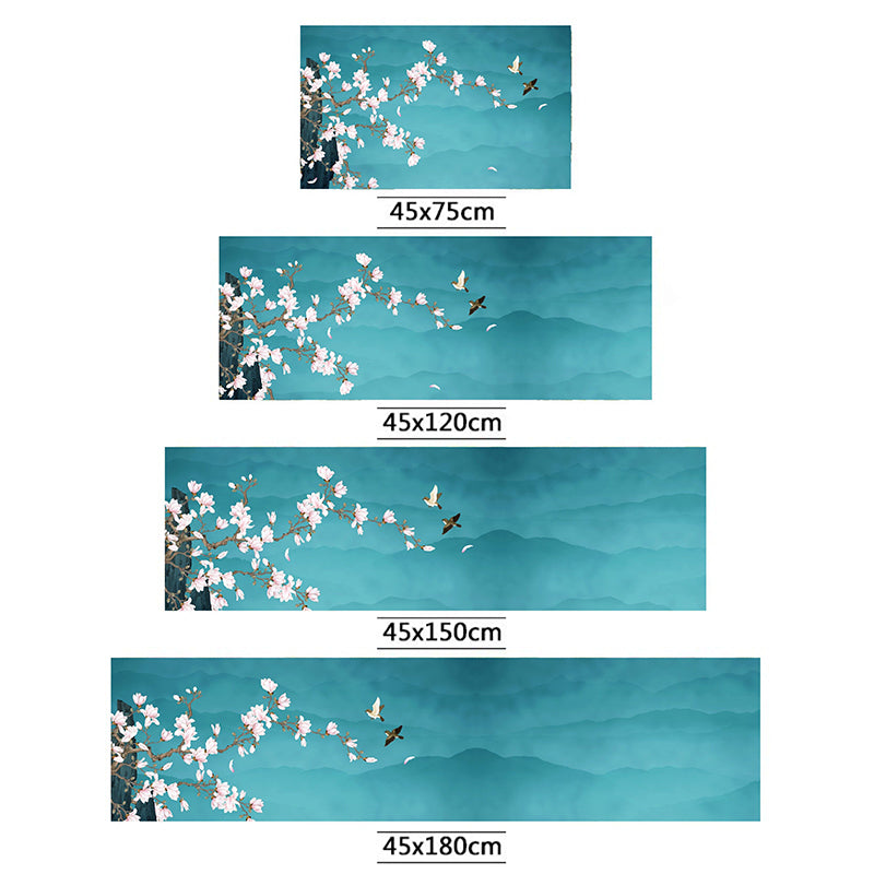 Skorter | Chinoiserie Floral Printed Rug Multicolor PVC Area Rug Non-Slip Back Pet-Friendly Indoor Rug for Bedroom