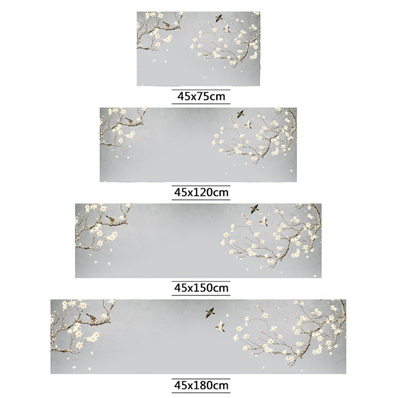 Skorter | Chinoiserie Floral Printed Rug Multicolor PVC Area Rug Non-Slip Back Pet-Friendly Indoor Rug for Bedroom