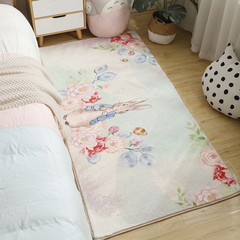 Skorter | Beautiful Bedroom Rug Multicolor Cartoon Pattern Indoor Rug Synthetic Non-Slip Stain-Resistant Rug