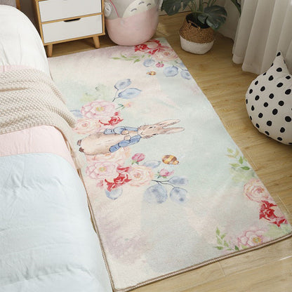 Skorter | Beautiful Bedroom Rug Multicolor Cartoon Pattern Indoor Rug Synthetic Non-Slip Stain-Resistant Rug