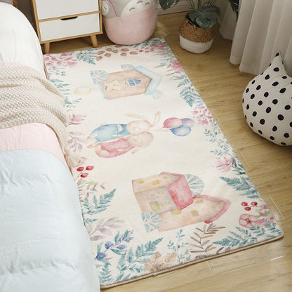 Skorter | Beautiful Bedroom Rug Multicolor Cartoon Pattern Indoor Rug Synthetic Non-Slip Stain-Resistant Rug