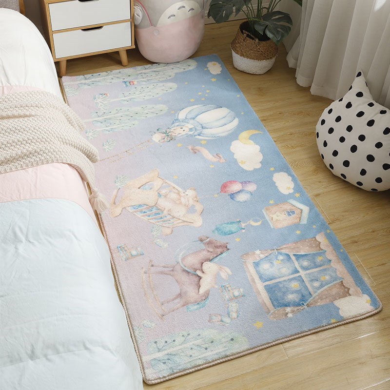 Skorter | Beautiful Bedroom Rug Multicolor Cartoon Pattern Indoor Rug Synthetic Non-Slip Stain-Resistant Rug