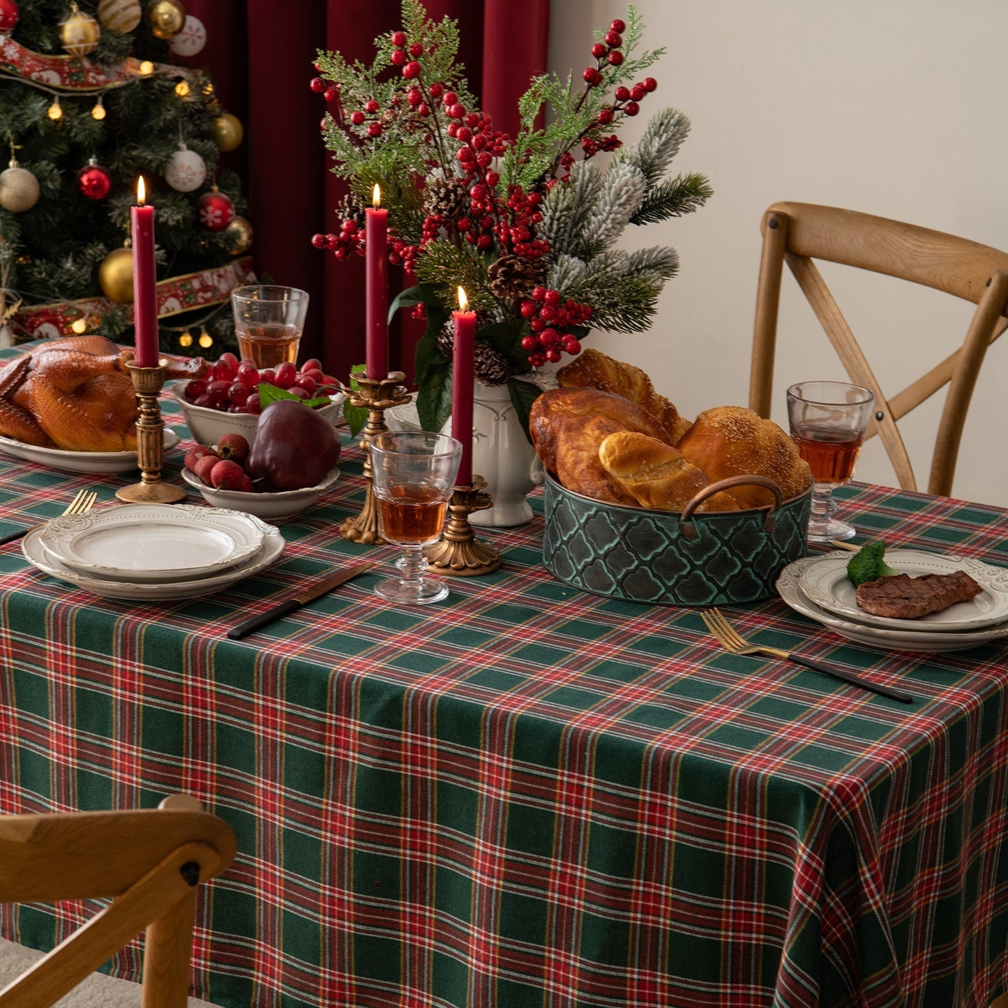 Skorter | Christmas Party Traditional Scottish Check Pattern Tablecloth