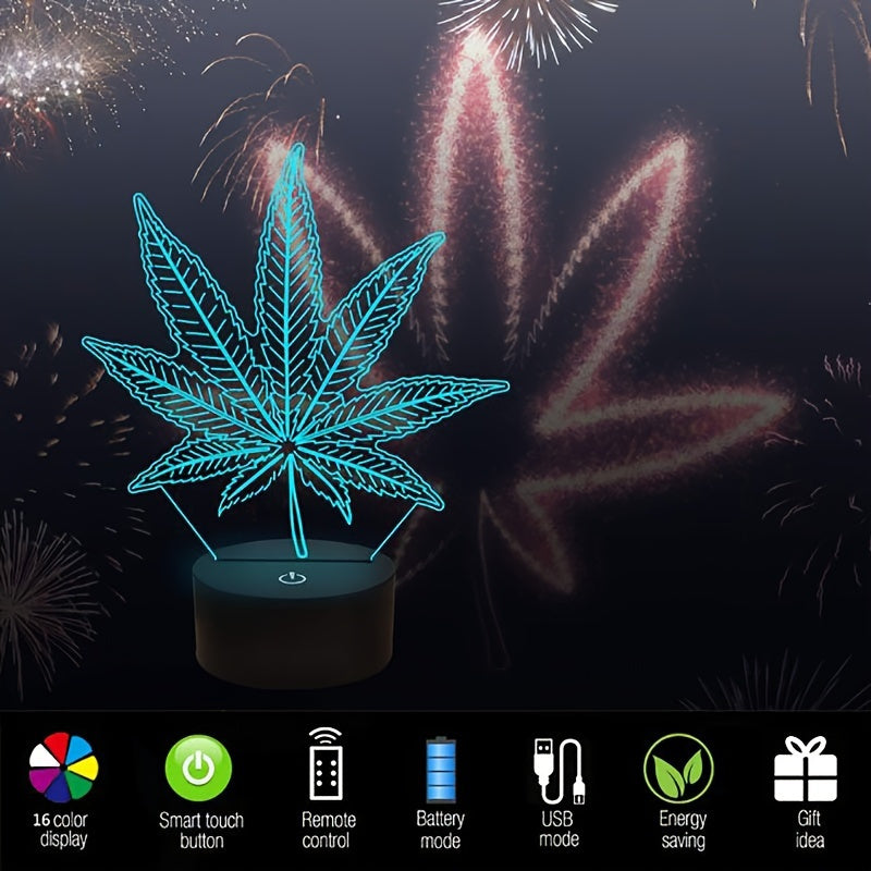 Skorter | Hemp Leaf - 3D Night Lamp Acrylic Table Lamp