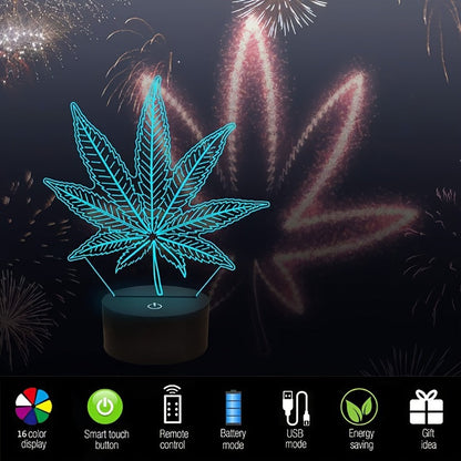 Skorter | Hemp Leaf - 3D Night Lamp Acrylic Table Lamp