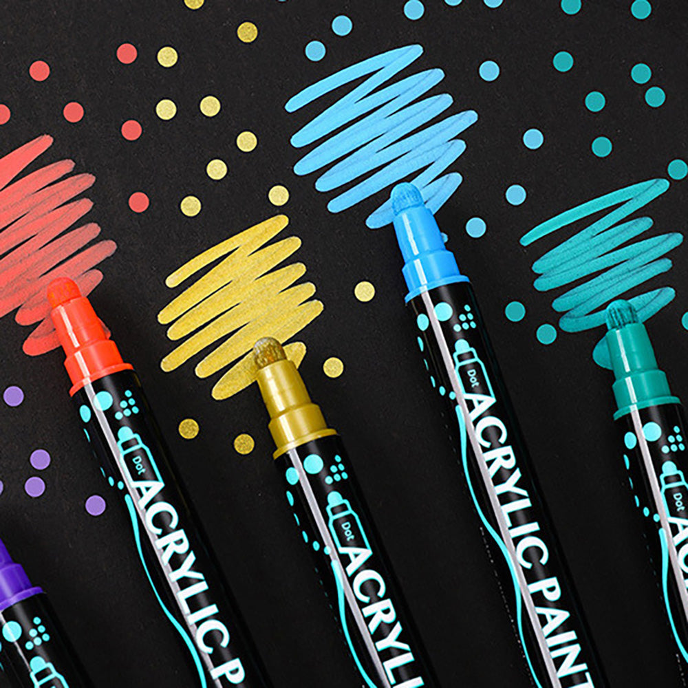 Skorter | 24 Colors Double Tip Acrylic Paint Pens