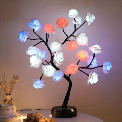 Skorter | 24 LED RGB 16 Colors Rose Wood Night Light Battery And USB Plug Operated Rose Flower Fairy Light Remote Control