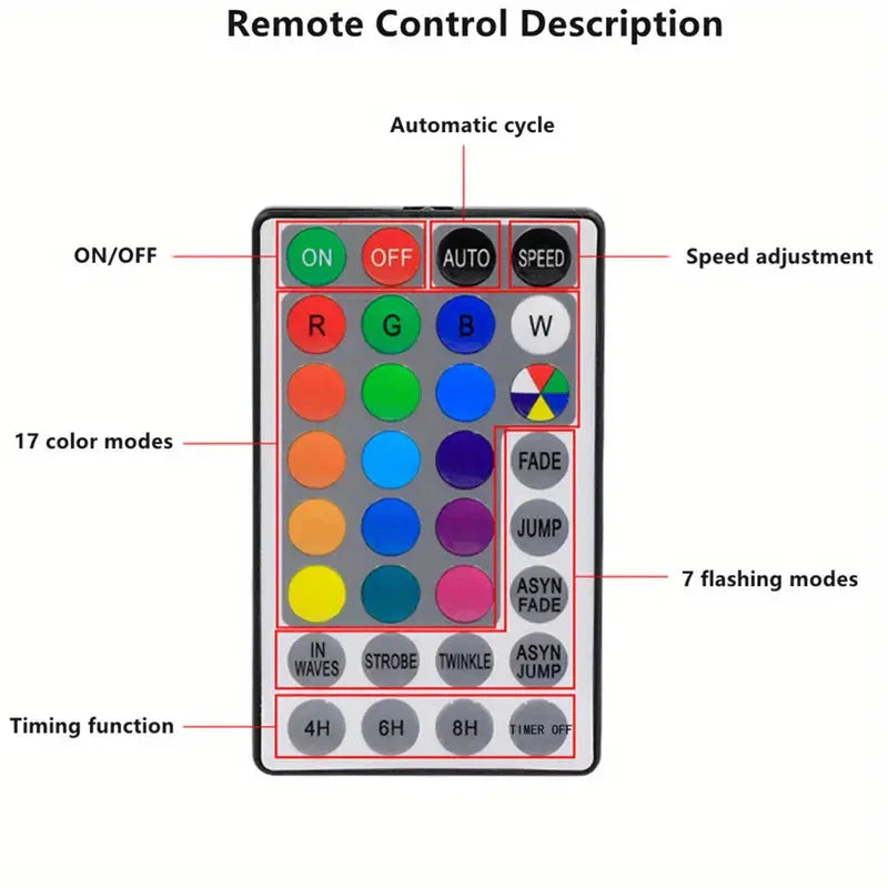 Skorter | 24 LED RGB 16 Colors Rose Wood Night Light Battery And USB Plug Operated Rose Flower Fairy Light Remote Control