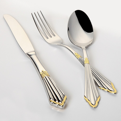 Skorter | 24- or 48-Piece Stainless Steel Cutlery Set with Gold Finish – GlowCut