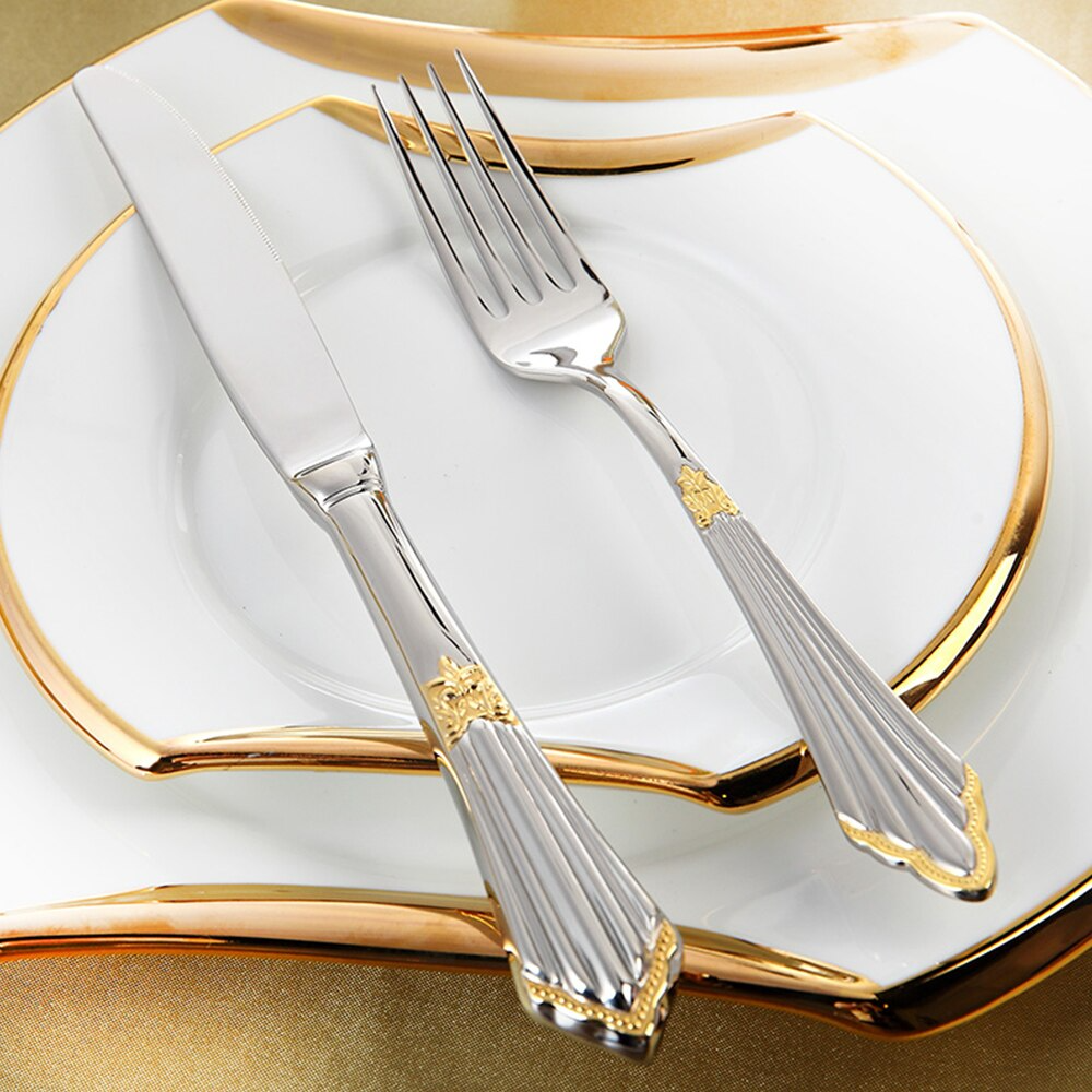 Skorter | 24- or 48-Piece Stainless Steel Cutlery Set with Gold Finish – GlowCut