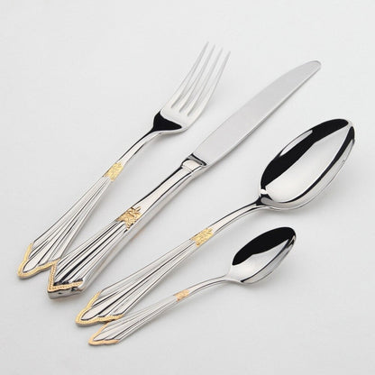 Skorter | 24- or 48-Piece Stainless Steel Cutlery Set with Gold Finish – GlowCut