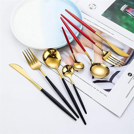 Skorter | 24-Piece Stainless Steel Gold-Silver Luxury Cutlery - RoyalGlow