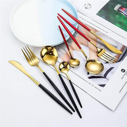 Skorter | 24-Piece Stainless Steel Gold-Silver Luxury Cutlery - RoyalGlow