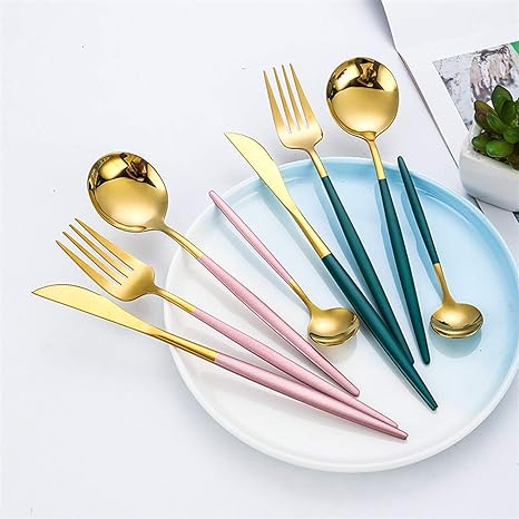 Skorter | 24-Piece Stainless Steel Gold-Silver Luxury Cutlery - RoyalGlow