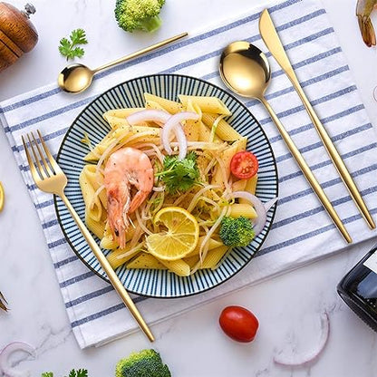 Skorter | 24-Piece Stainless Steel Gold-Silver Luxury Cutlery - RoyalGlow