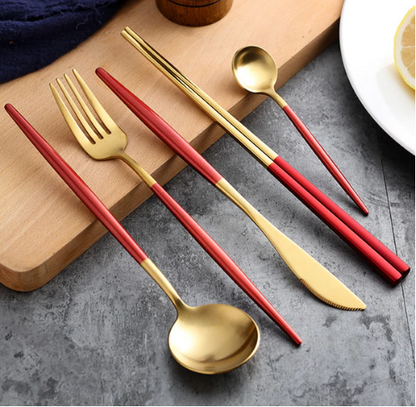 Skorter | 24-Piece Stainless Steel Gold-Silver Luxury Cutlery - RoyalGlow