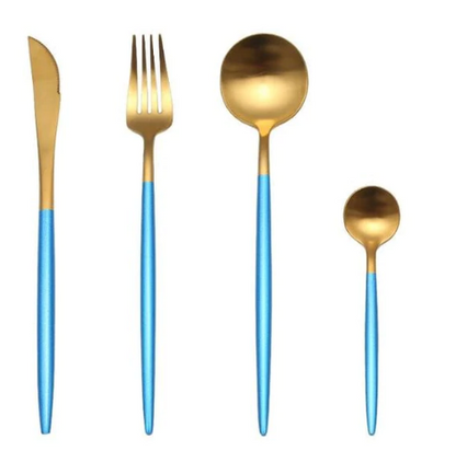 Skorter | 24-Piece Stainless Steel Gold-Silver Luxury Cutlery - RoyalGlow