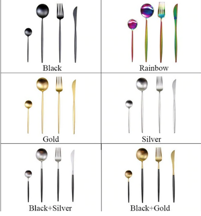 Skorter | 24-Piece Stainless Steel Gold-Silver Luxury Cutlery - RoyalGlow