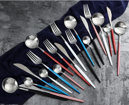 Skorter | 24-Piece Stainless Steel Gold-Silver Luxury Cutlery - RoyalGlow
