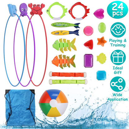 Skorter | 24-piece: Diving toys swimming pool for 3+ years old