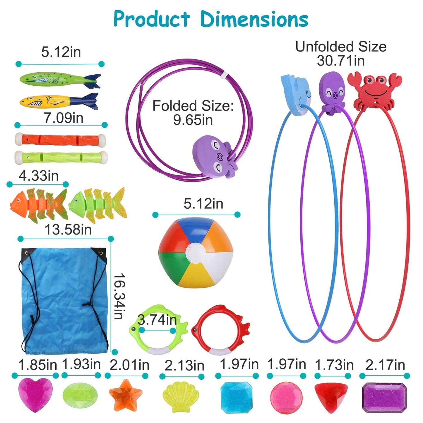 Skorter | 24-piece: Diving toys swimming pool for 3+ years old