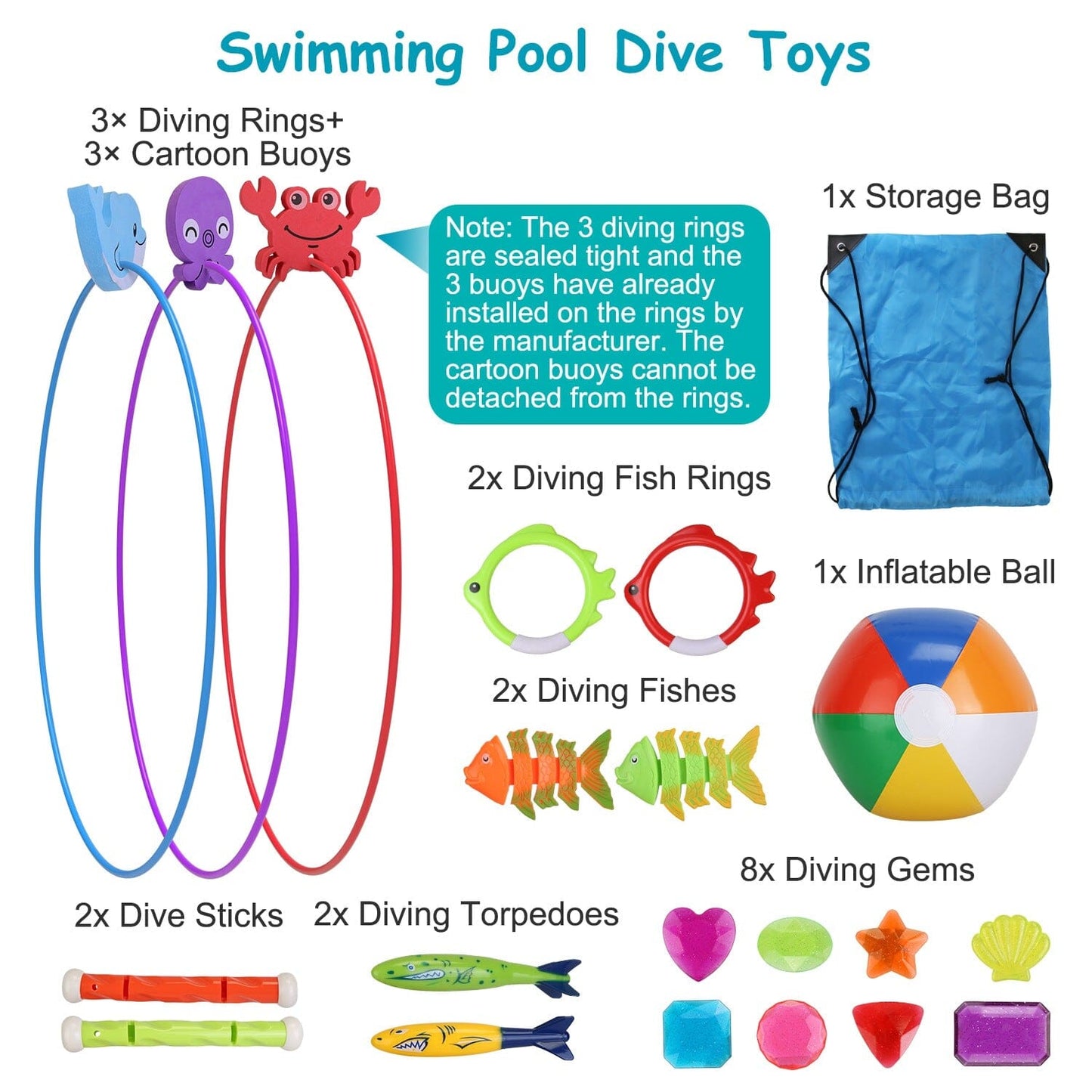 Skorter | 24-piece: Diving toys swimming pool for 3+ years old