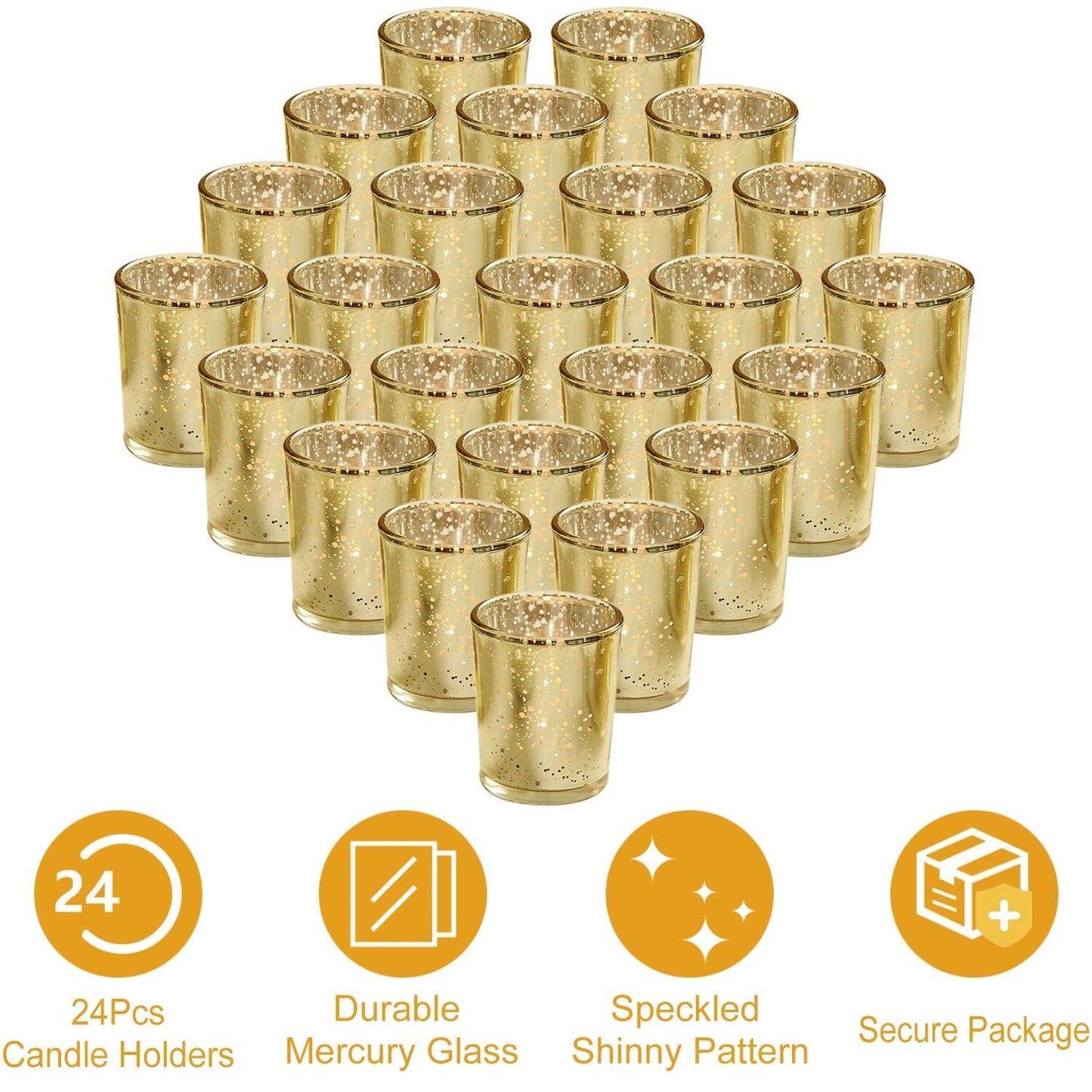 Skorter | 24-piece Gold Votive Tealights Candle Holder Mercury Glass