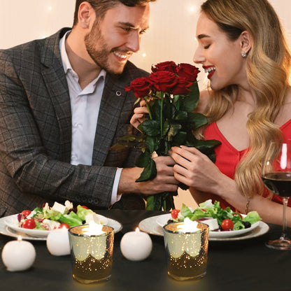 Skorter | 24-piece Gold Votive Tealights Candle Holder Mercury Glass