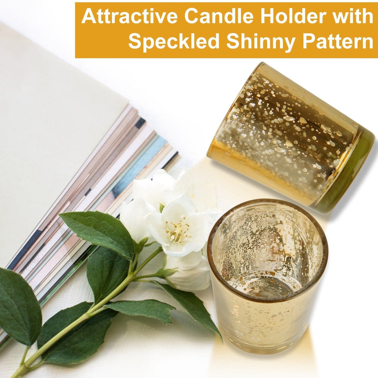 Skorter | 24-piece Gold Votive Tealights Candle Holder Mercury Glass