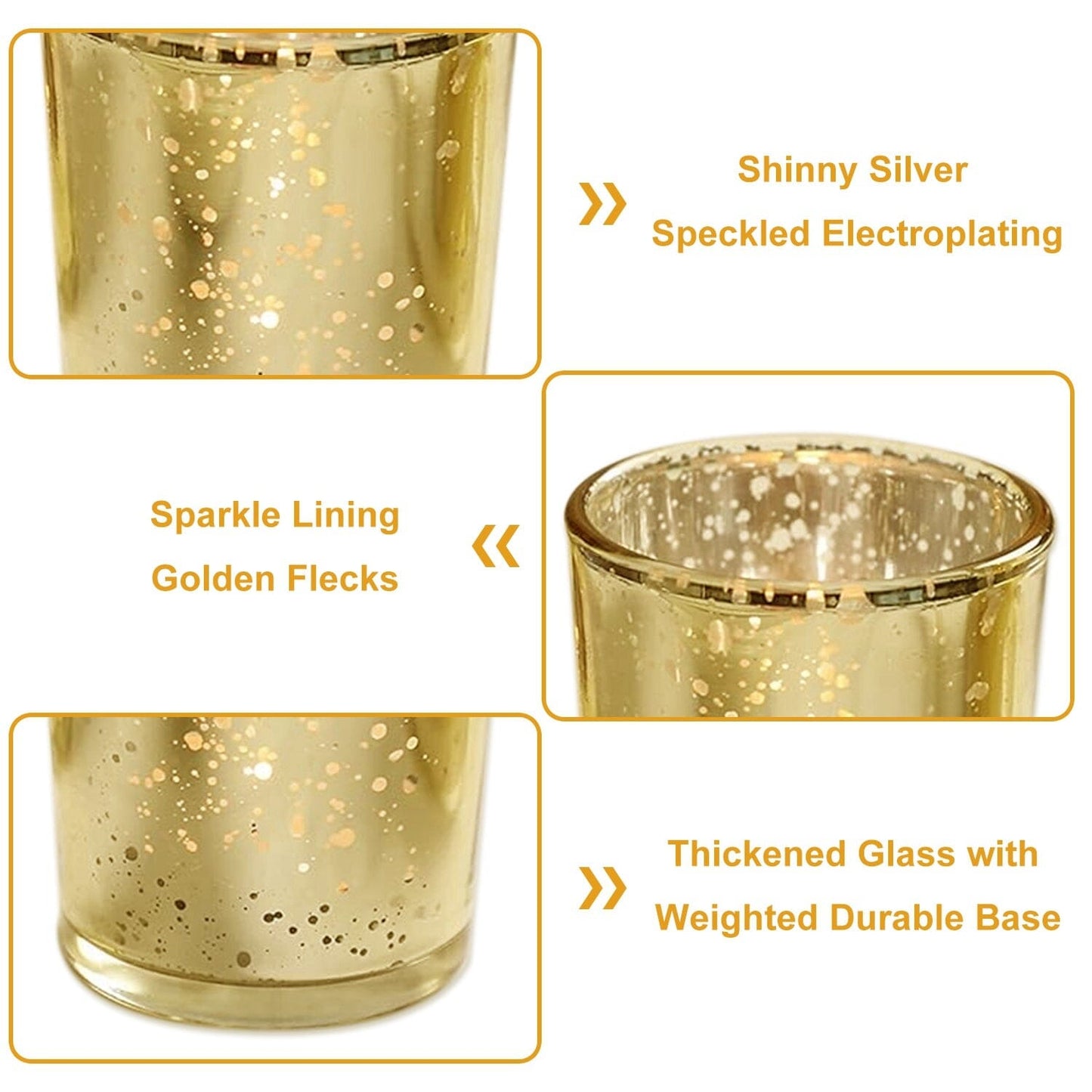 Skorter | 24-piece Gold Votive Tealights Candle Holder Mercury Glass