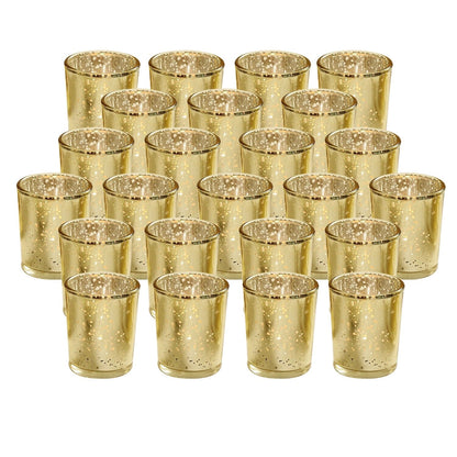 Skorter | 24-piece Gold Votive Tealights Candle Holder Mercury Glass