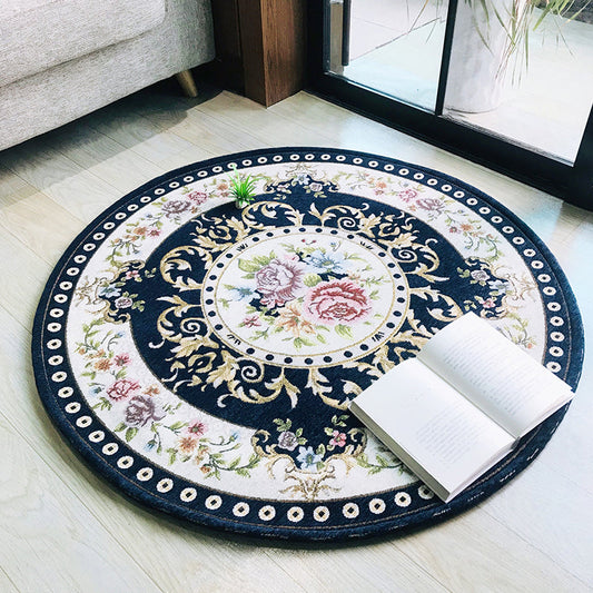 Skorter | Antique Flower Printed Rug Multicolored Polypropylene Indoor Rug Non-Slip Backing Pet Friendly Easy Care Rug for Decor