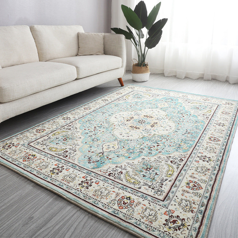 Skorter | Antique Living Room Rug Multicolored Flower Pattern Rug Non-Slip Back Pet Friendly Easy to Care Indoor Rug
