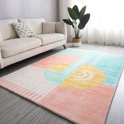 Skorter | Antique Living Room Rug Multicolored Flower Pattern Rug Non-Slip Back Pet Friendly Easy to Care Indoor Rug