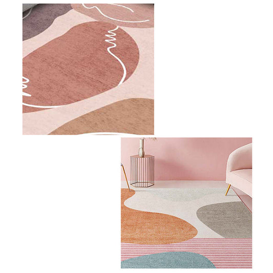 Skorter | Comfort hand-printed rug multicolored synthetic area rug non-slip backing pet-friendly rug for the living room