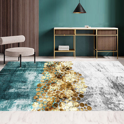 Skorter | Multi Color Simple Rug Polypropylene Color Block Area Rug Non-Slip Backing Stain Resistant Indoor Mat for Room