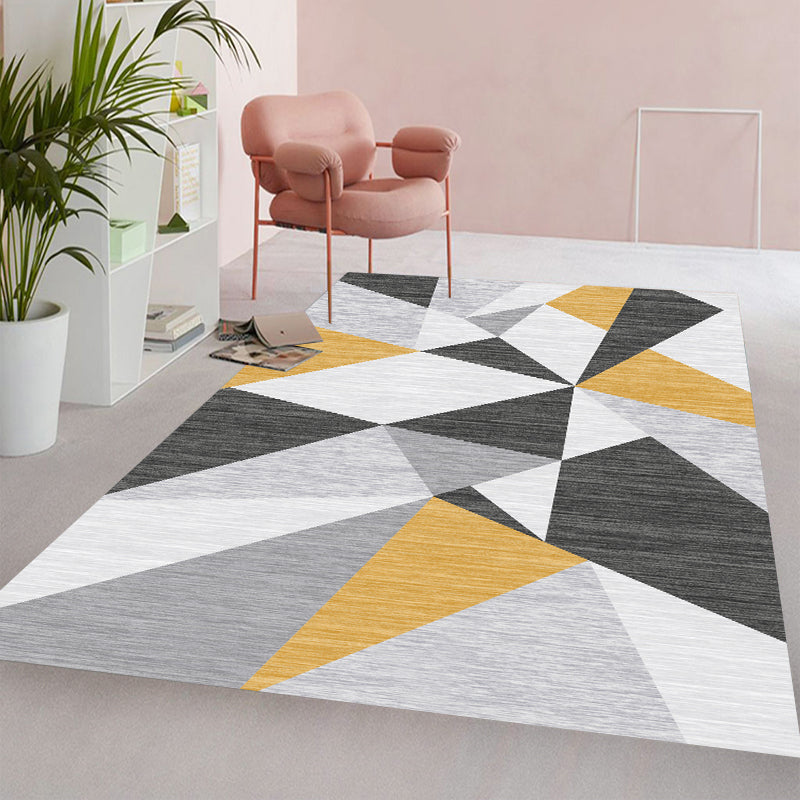 Skorter | Multi Color Simple Rug Polypropylene Color Block Area Rug Non-Slip Backing Stain Resistant Indoor Mat for Room