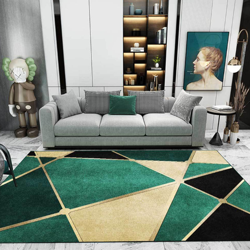 Skorter | Calming geometric printed rug Multicolored polyester indoor rug Easy care pet-friendly area rug for living room