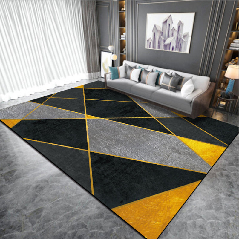 Skorter | Calming geometric printed rug Multicolored polyester indoor rug Easy care pet-friendly area rug for living room